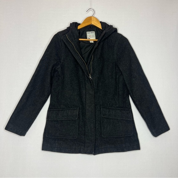 Old Navy Jackets & Blazers - Old Navy Wool Full Zip Hooded Jacket Women’s Coat Size M
